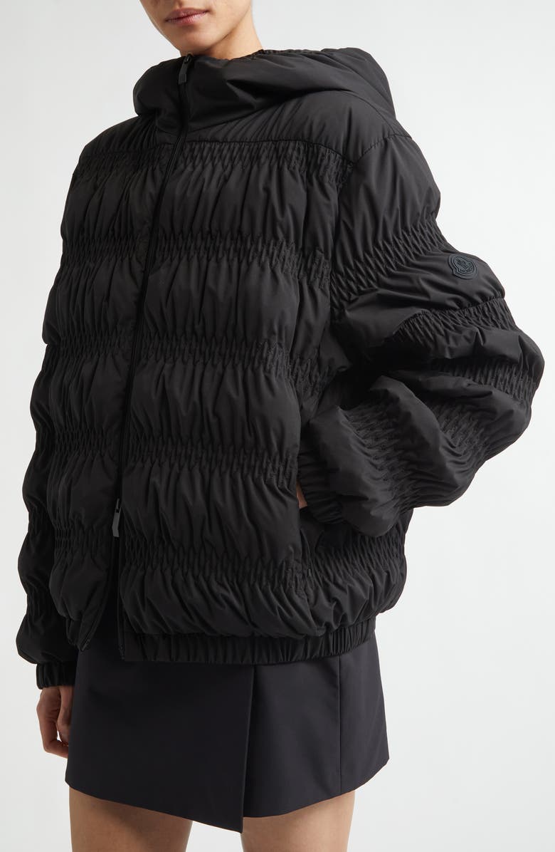 Moncler Noyer Gathered Quilted Down Jacket, Alternate, color, Black