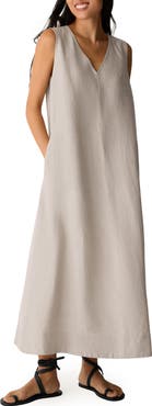 Eileen Fisher Sleeveless Organic Linen Midi Shift Dress