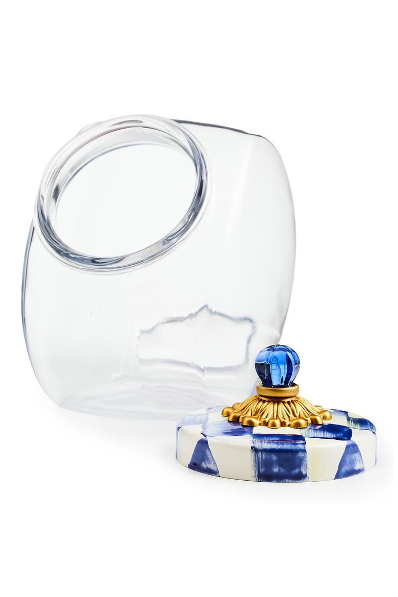 Cookie Jar with Royal Check Lid, Alternate, color, BLUE/ WHITE