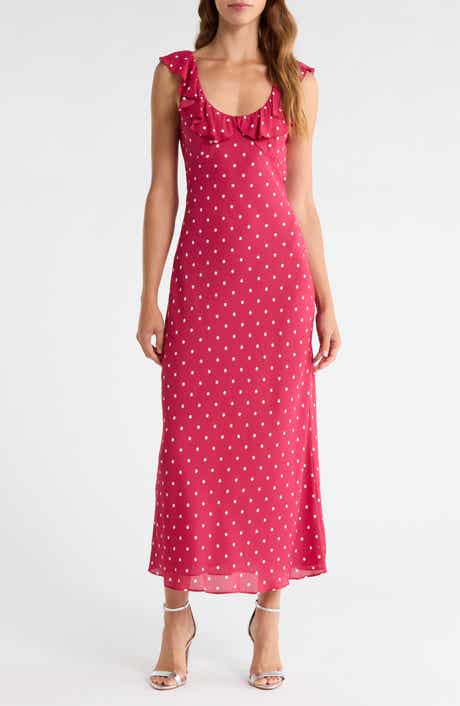 The Blossom Ruffle Dot Sleeveless Maxi Dress