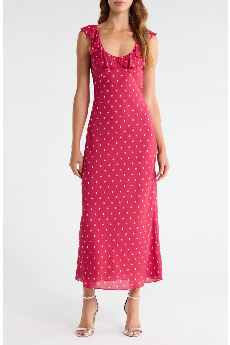 endless rose dotty sleeveless v-neck ruffled maxi dress Halter Neck Polka-Dot or any special occasion Endless Rose - Deep V