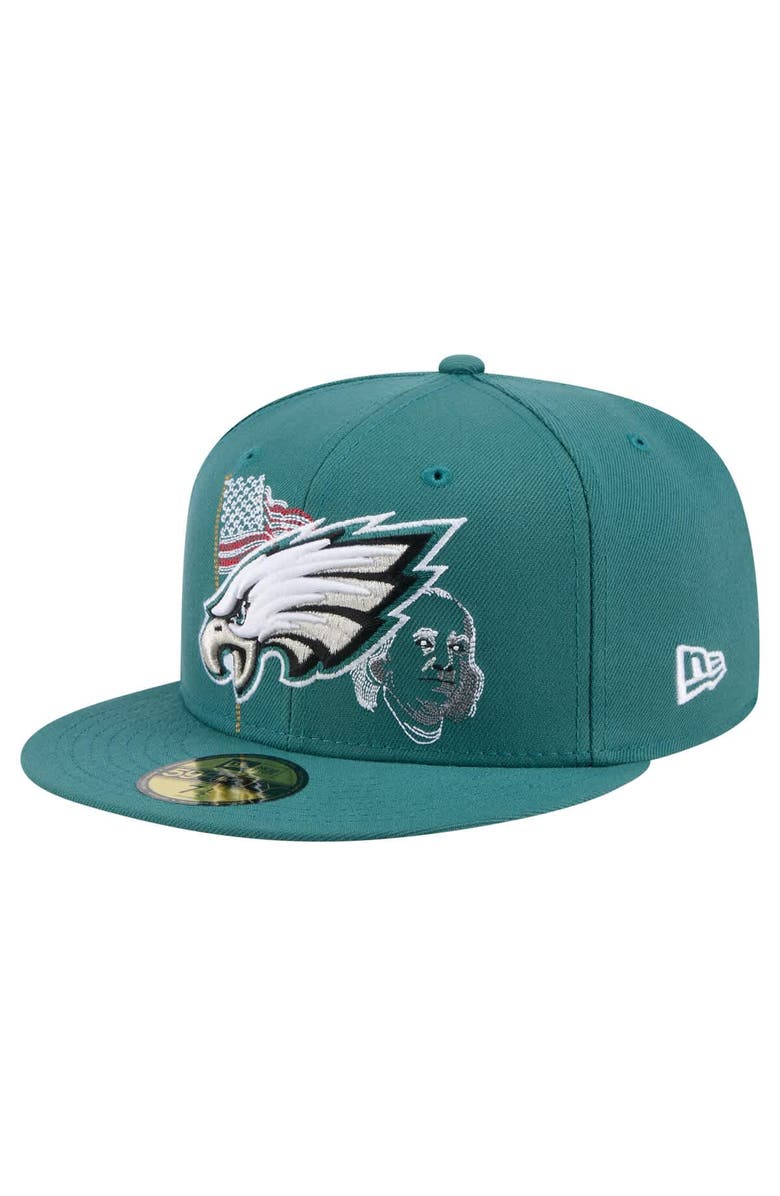 New Era Men's New Era Midnight Green Philadelphia Eagles State Stitch 59FIFTY Fitted Hat, Main, color, Green