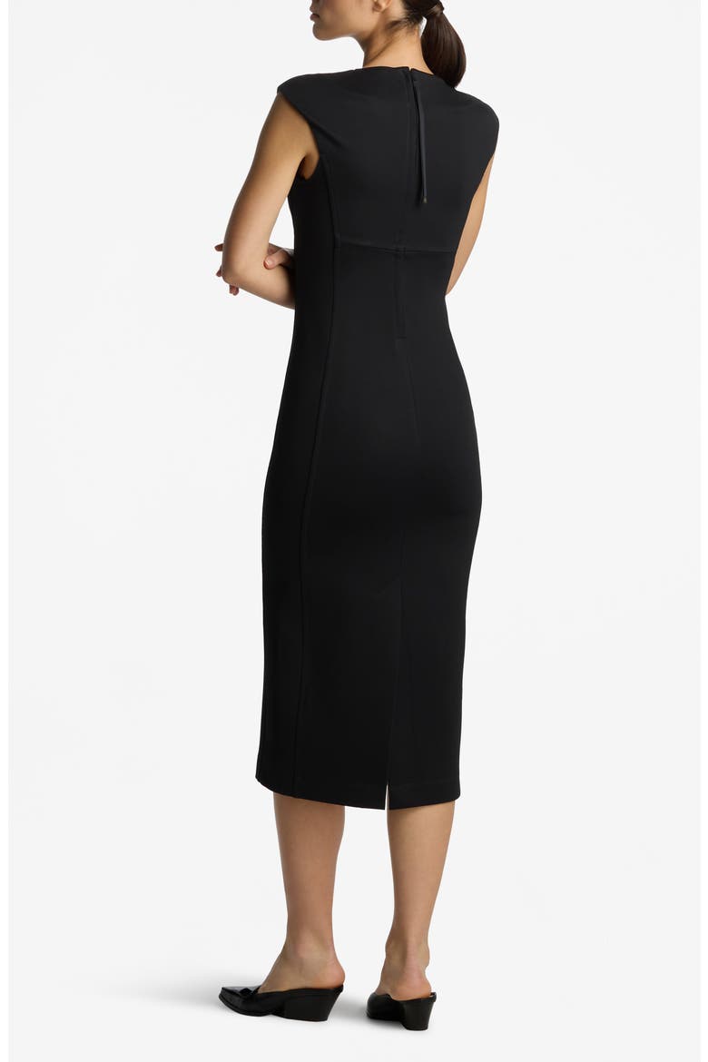 Split Neck Interlock Jersey Pencil Dress, Alternate, color, BLACK