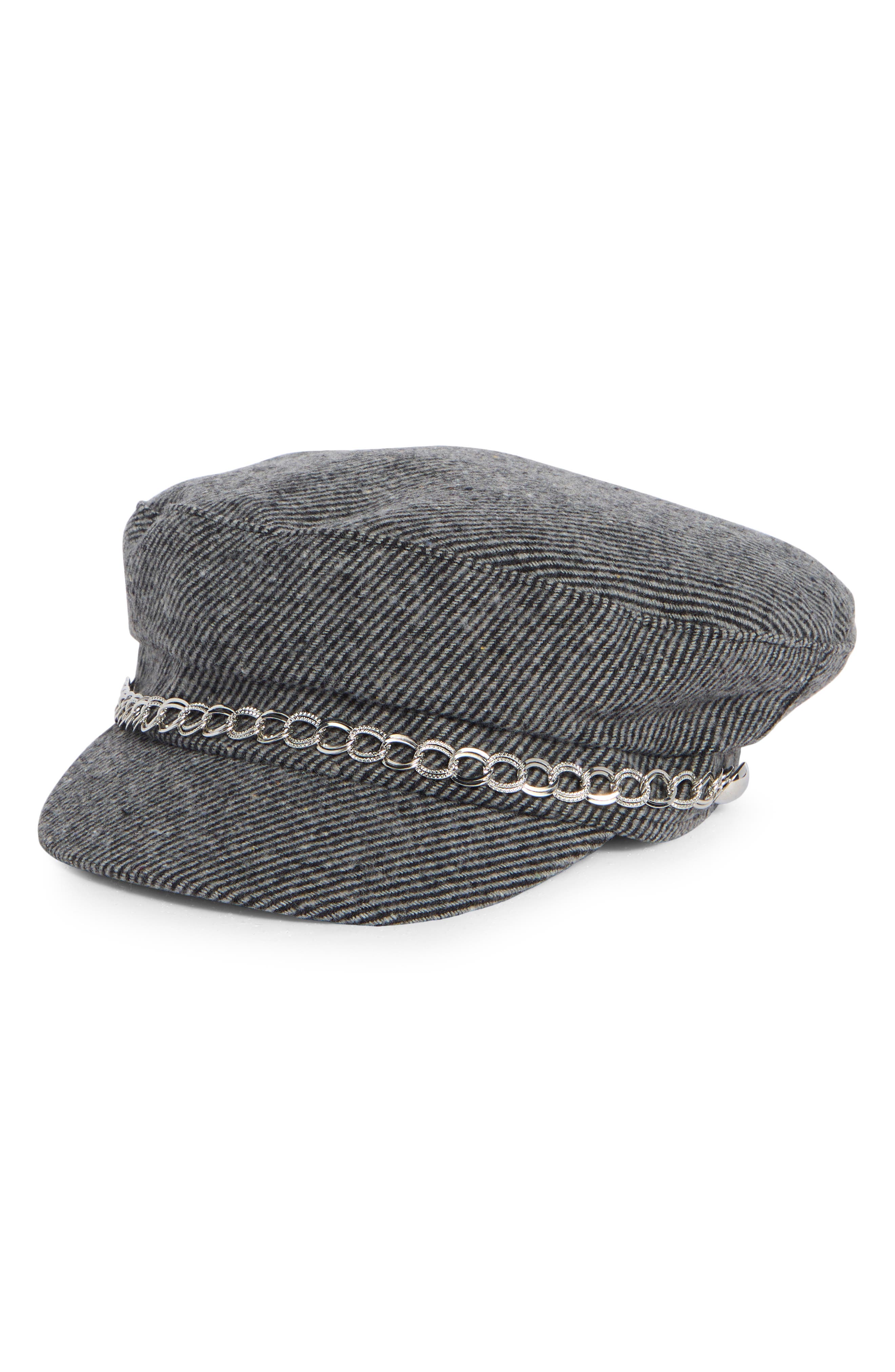 Vince Camuto Bouclé Newsboy Cap with Chain