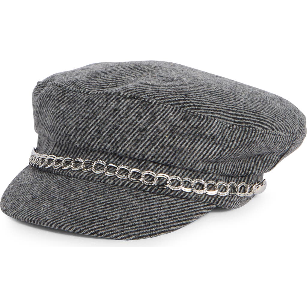 Vince Camuto Bouclé Newsboy Cap With Chain In Gray