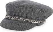 Vince Camuto Bouclé Newsboy Cap with Chain