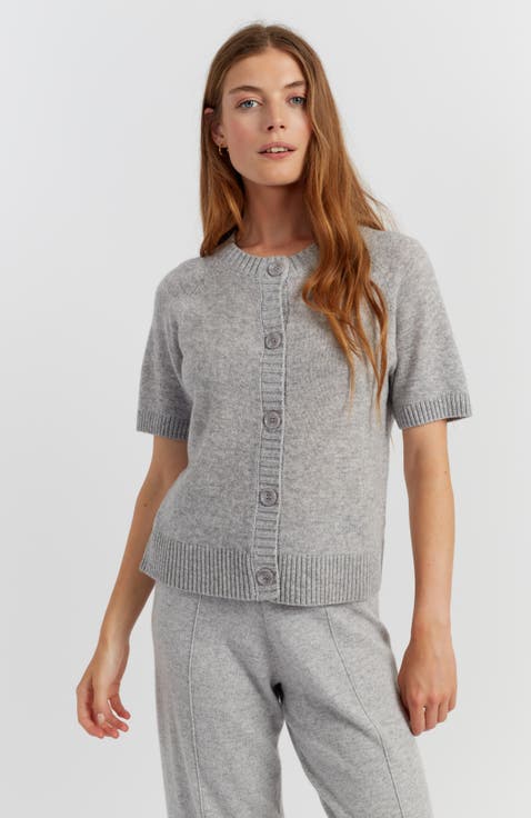Lightweight Wool-Cashmere Button-Front Tee
