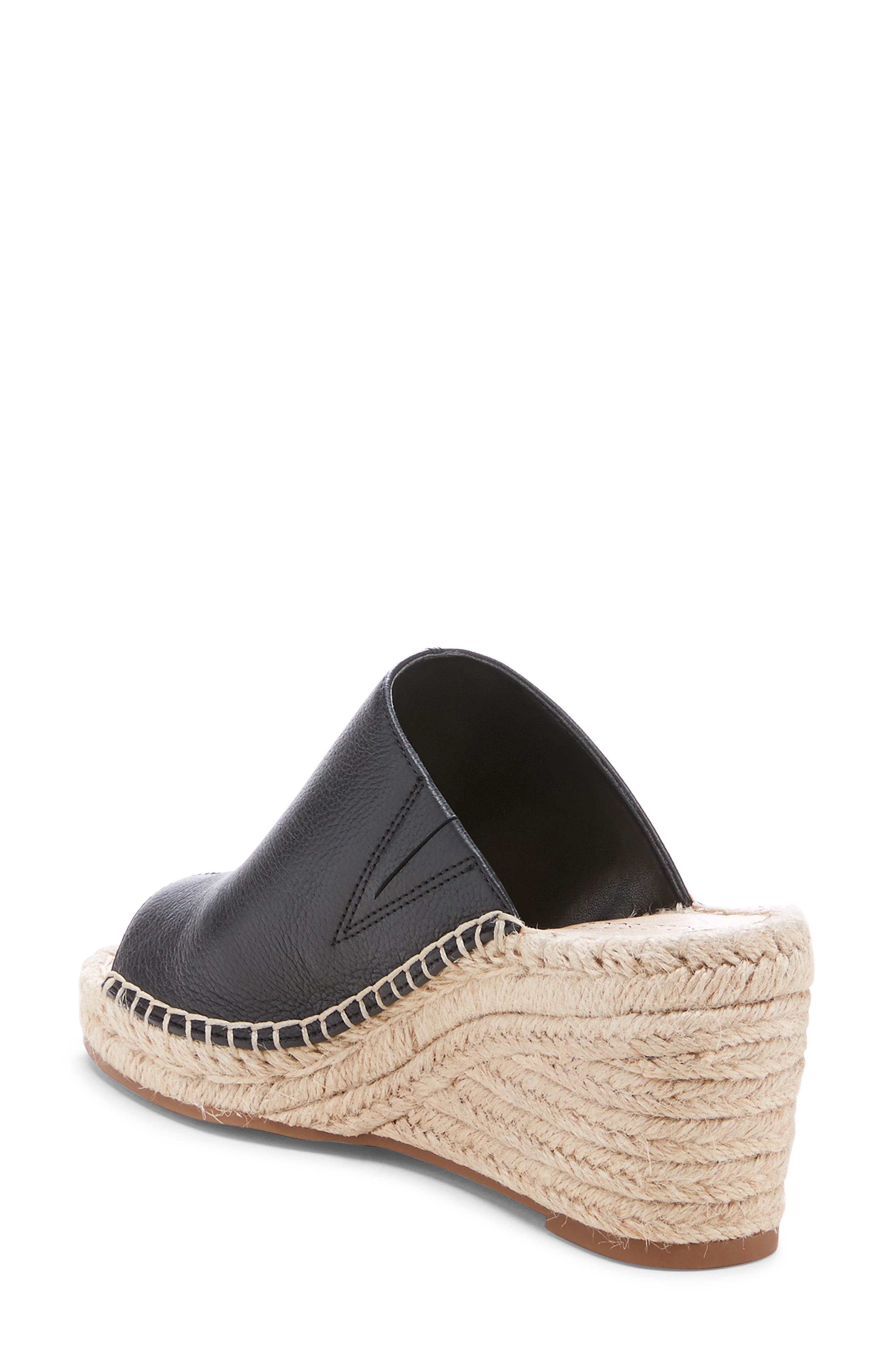 Caleena Wedge Slide Sandal, Alternate, color, BLACK/ BLACK LEATHER