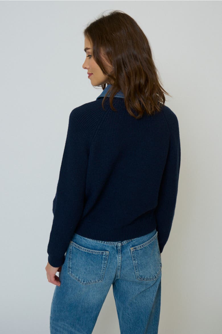 Dash Denim Collar Pullover, Alternate, color, NAVY