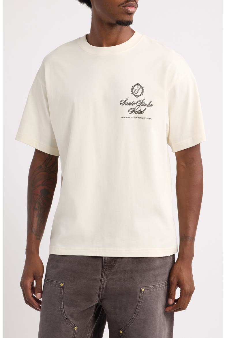 NY Hotel Graphic Cotton T-Shirt, Main, color, CREAM