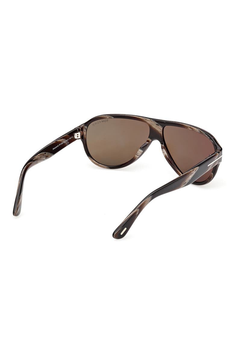 61mm Pilot Sunglasses, Alternate, color, BROWN HORN EFFECT / ROVIEX