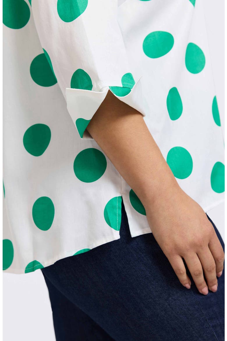 Agnes Polka Dot Cotton Popover Top, Alternate, color, WHITE/ GREEN