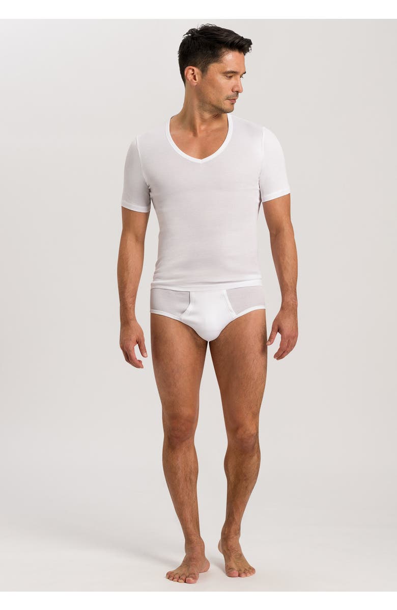 Hanro Cotton Pure Fitted Cotton V-Neck T-Shirt, Alternate, color, White