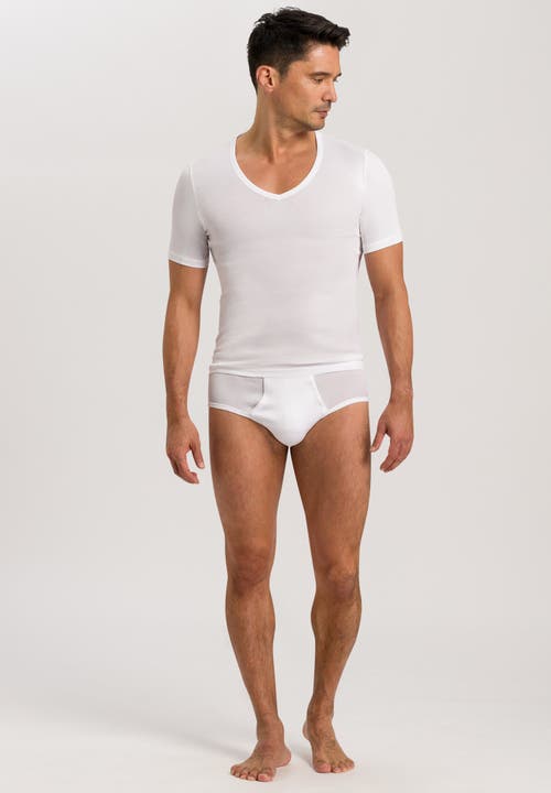Hanro Cotton Pure V-neck T-shirt In White