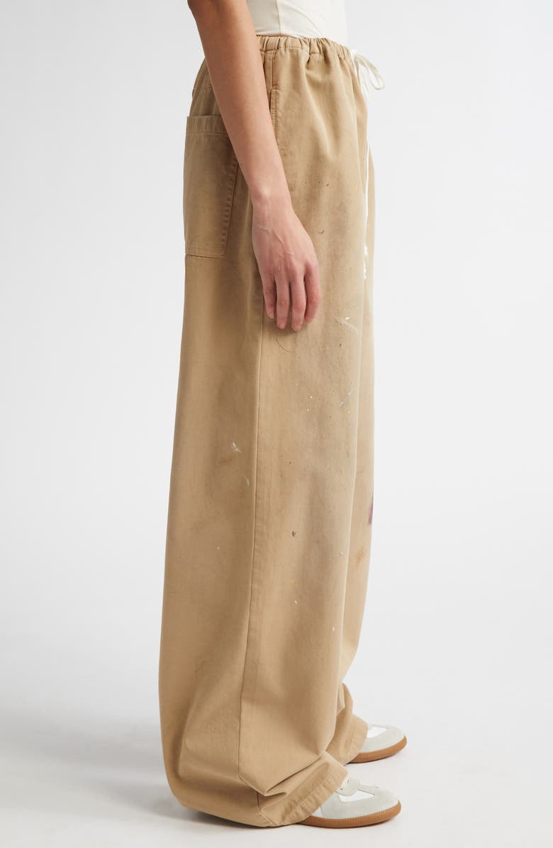 MM6 Maison Margiela Paint Splatter Wide Leg Gabardine Pants, Alternate, color, 
