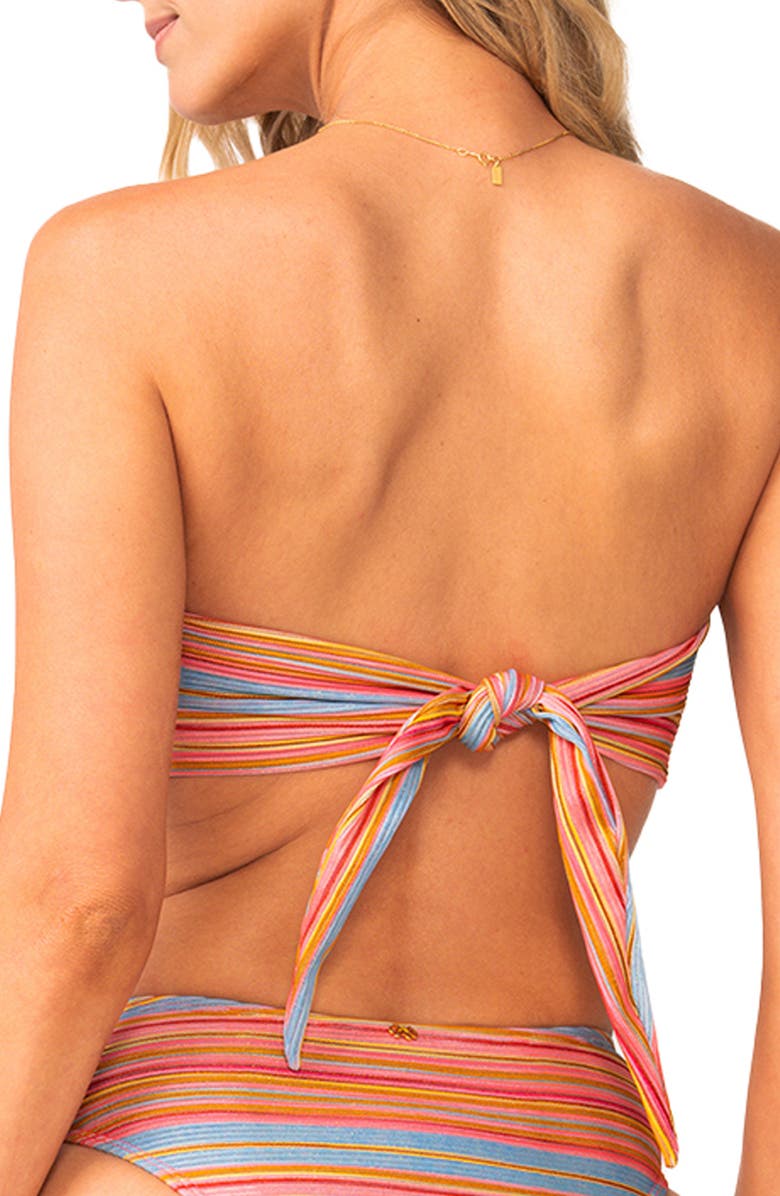 PQ SWIM Metallic Stripe Strapless Bikini Top, Alternate, color, Balboa