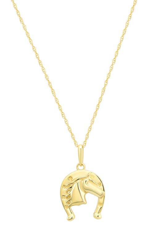 10K Gold Horseshoe Pendant Necklace