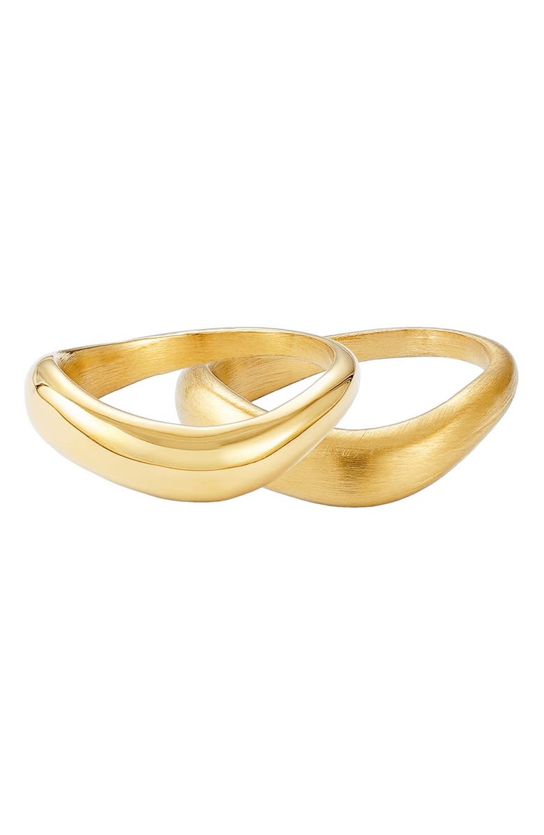 Adornia Set of 2 Wavy Band Rings, Alternate, color, Gold