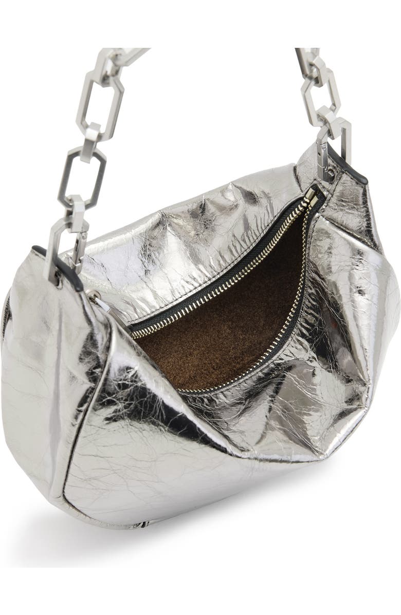 AllSaints Mini Madea Chain Leather Hobo Bag, Alternate, color, Gunmetal Grey