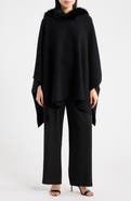 Anne Klein Faux Fur Trim Hooded Sweater Cape