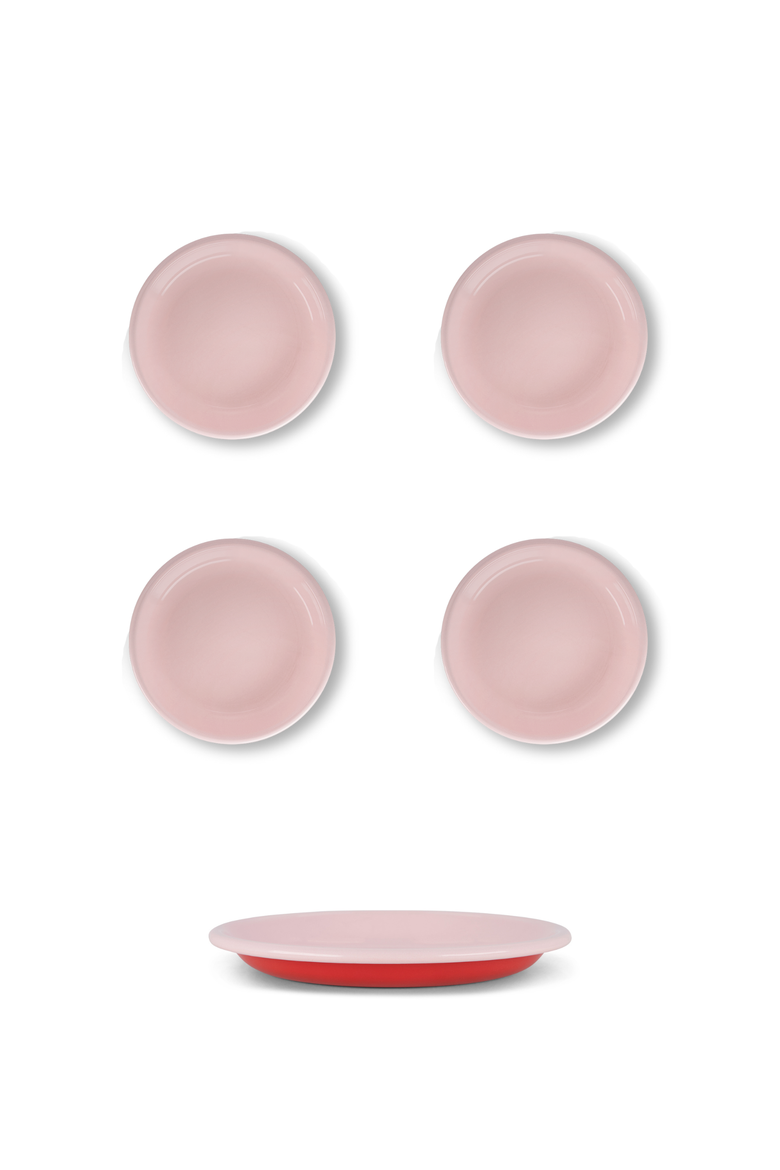 Two Tone Enamel Side Plate - Set of 4, Main, color, Red & Pink