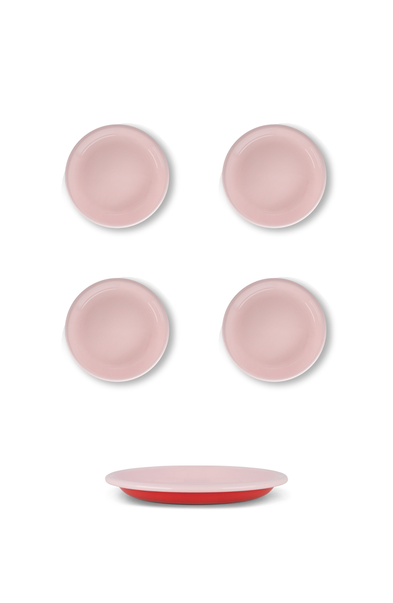 Elifle Two Tone Enamel Side Plate - Set of 4, Main, color, Red & Pink