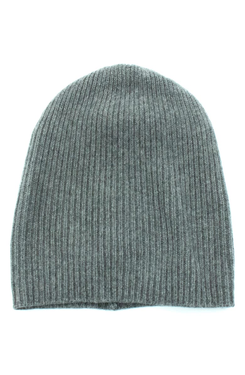 Portolano Cashmere Beanie, Main, color, Medium Heather Grey