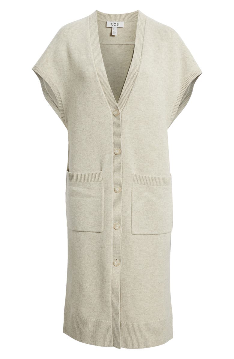 COS Alter Longline Wool Cardigan, Main, color, Beige Dusty Light