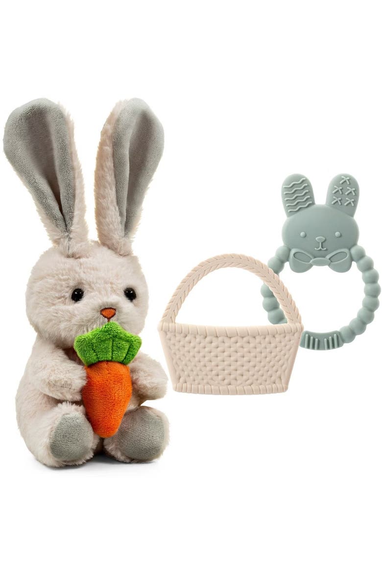 Easter Plush Bunny and Silicone Teether Gift Set 3-Piece, Main, color, Multicolor