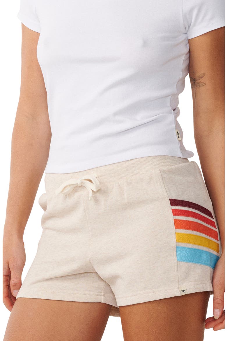 Surf Revival Striped Fleece Shorts, Alternate, color, OATMEAL MARLE