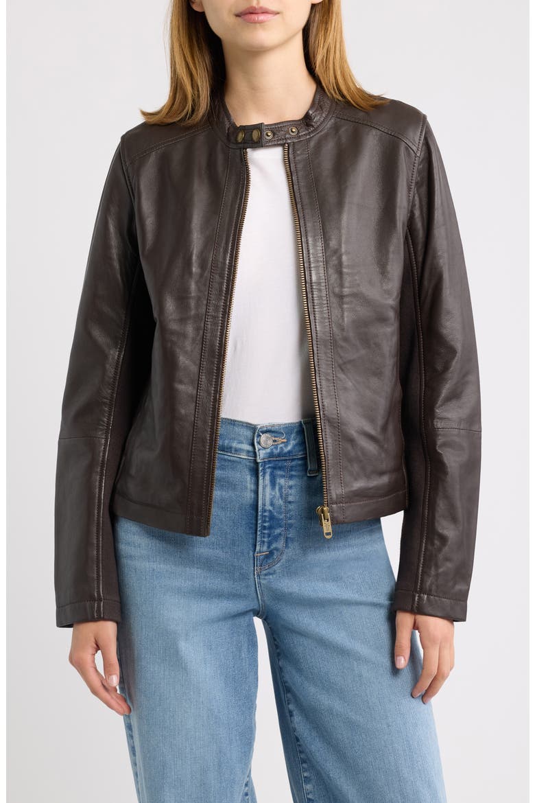 Leather Jacket, Main, color, DARK BROWN