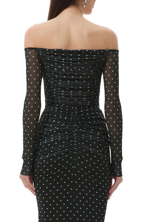 AFRM AFRM ODILLA PRINTED OFF THE SHOULDER MESH TOP