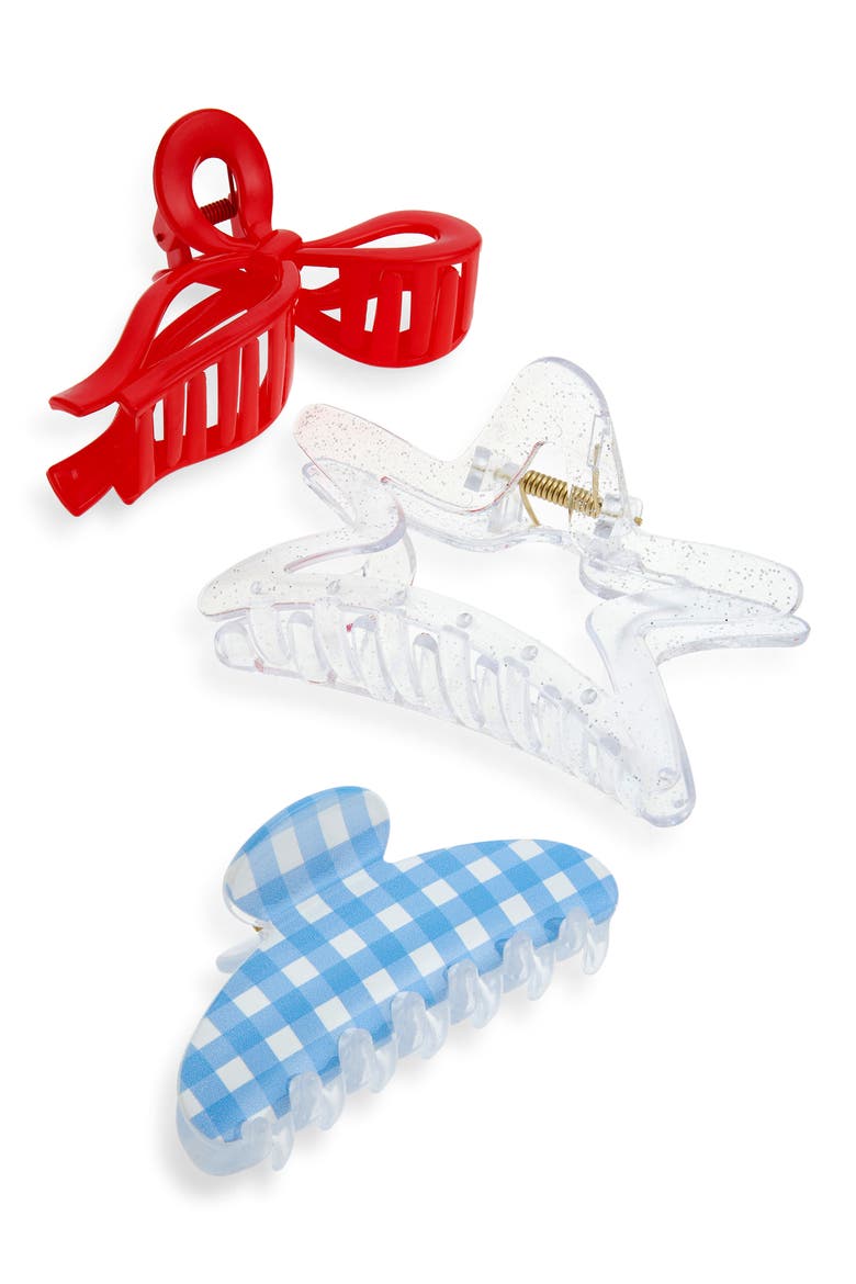 Kids' 3-Pack Assorted Claw Clips, Main, color, AMERICANA