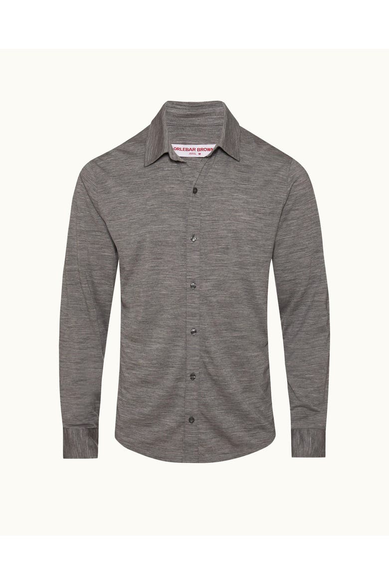 Giles Merino Tailored-Fit Shirt, Alternate, color, Grey Melange