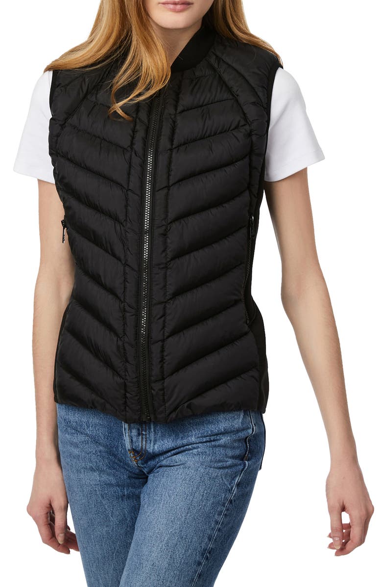 Bernardo Neoprene Trim Channel Quilted Vest, Main, color, 