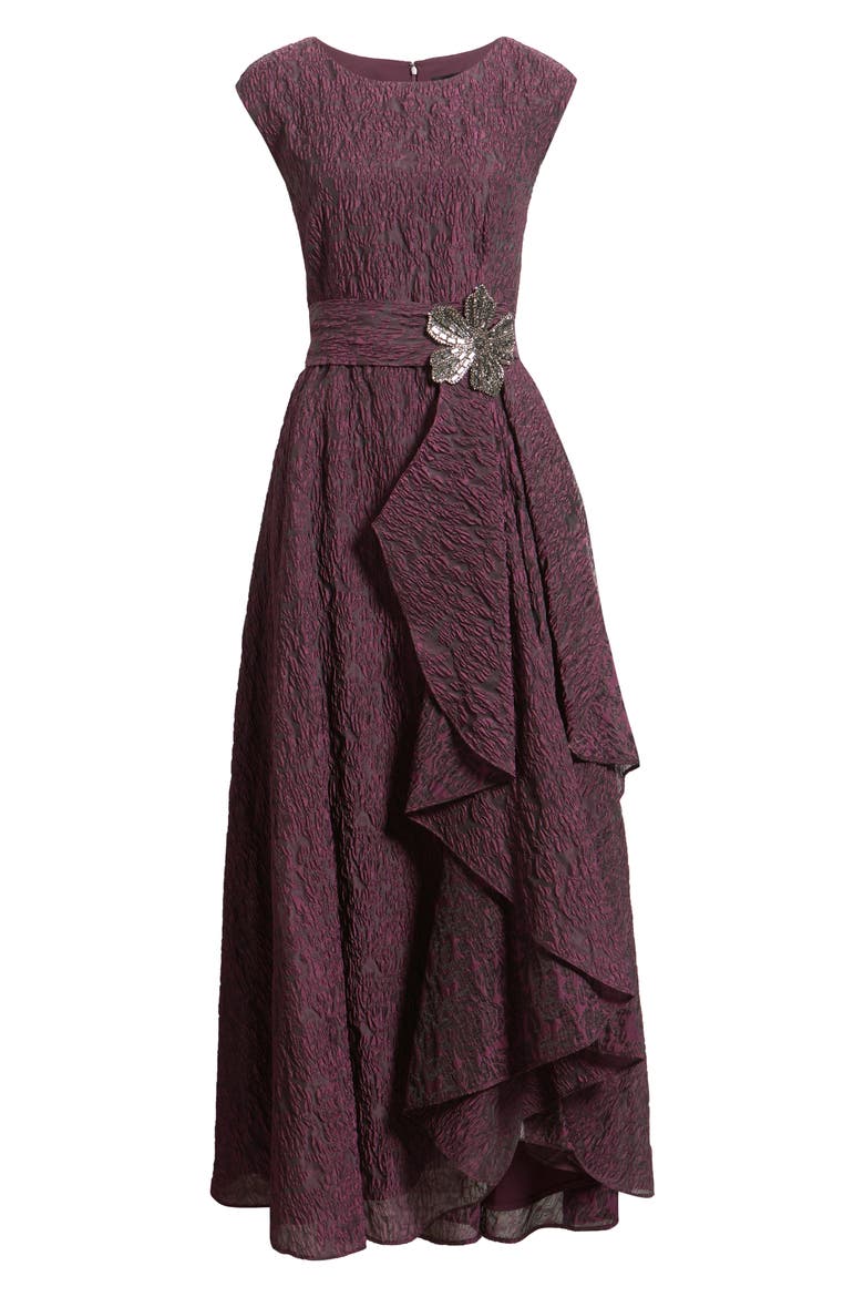 Crinkle Taffeta Sleeveless Gown, Alternate, color, PLUM