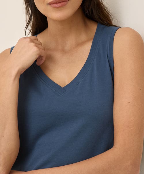 Pact Organic Cotton Softspun V-neck Tank In French Navy