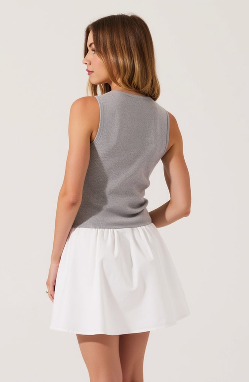 Modenaire Knit Bodice Contrast Mini Dress
