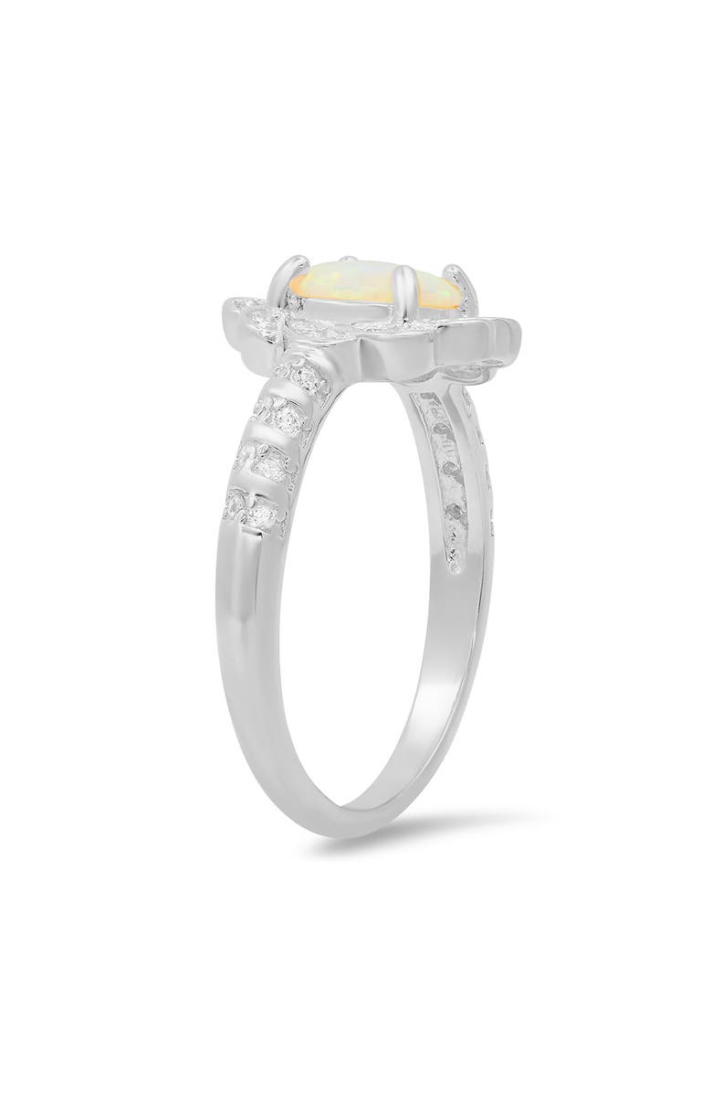 Queen Jewels Sterling Silver Opal & CZ Flower Ring, Alternate, color, Silver