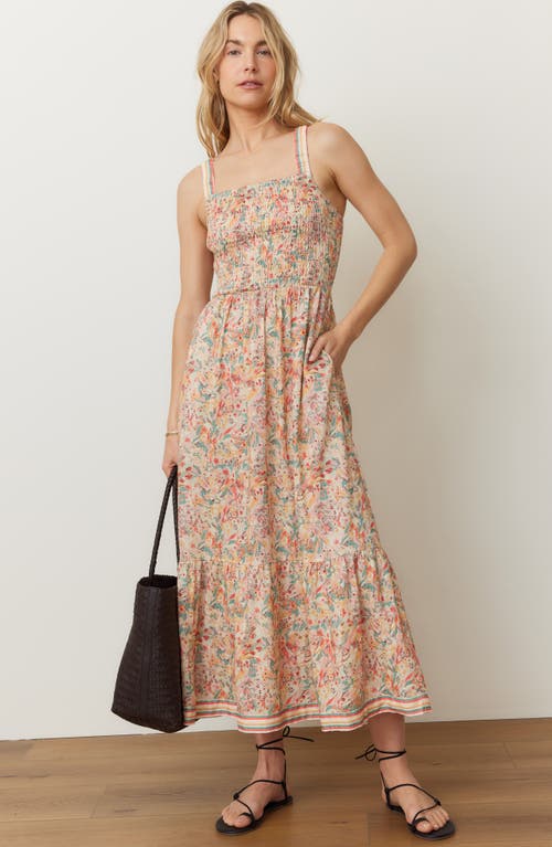 Marine Layer Selene Floral Smocked Tiered Maxi Sundress In Superbloom