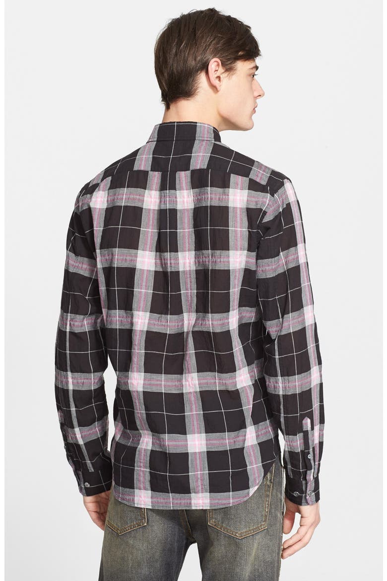 'Thomas' Trim Fit Plaid Sport Shirt, Alternate, color, BLACK MULTI