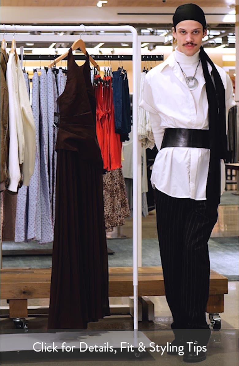 Elise Linen Blend & Chiffon Halter Maxi Dress, sales video thumbnail