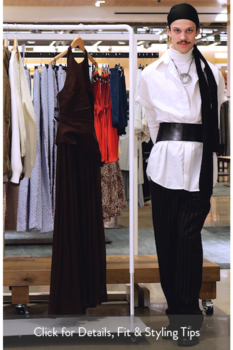 Elise Linen Blend & Chiffon Halter Maxi Dress video