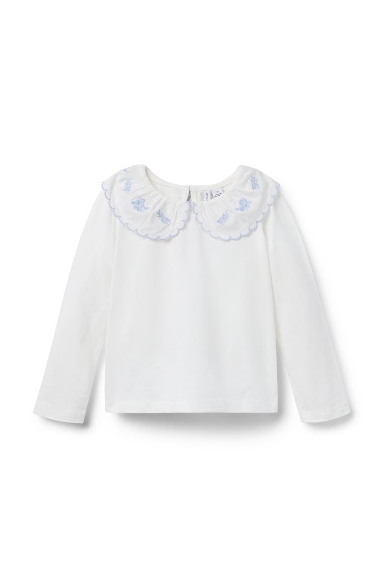 Janie and Jack Embroidered Collar Top, Main, color, White
