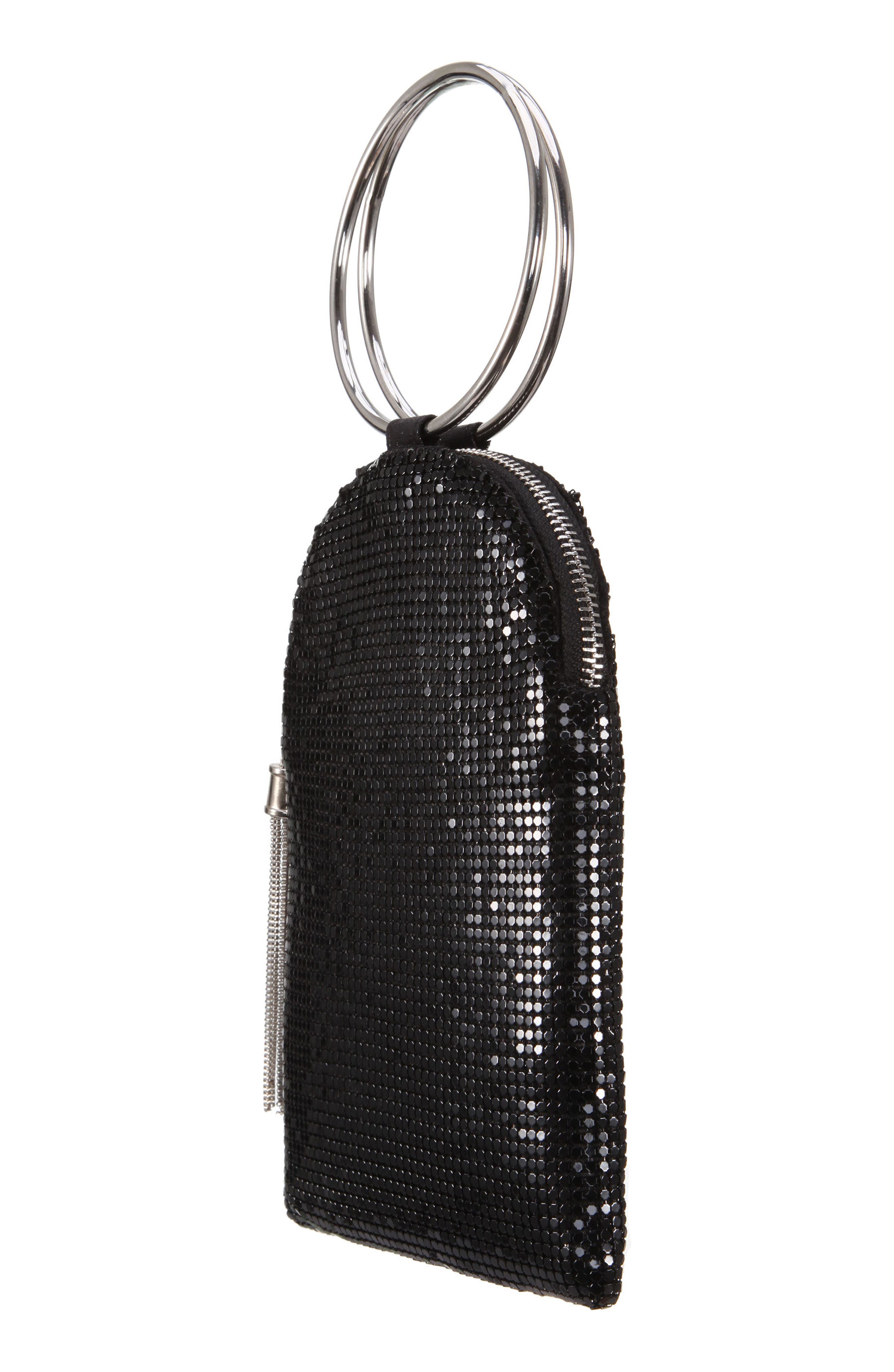 Metallic Mesh Handbag, Alternate, color, BLACK