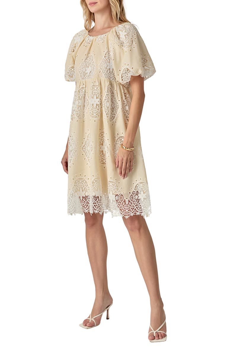 Eyelet Babydoll Dress, Alternate, color, BUTTER YELLOW