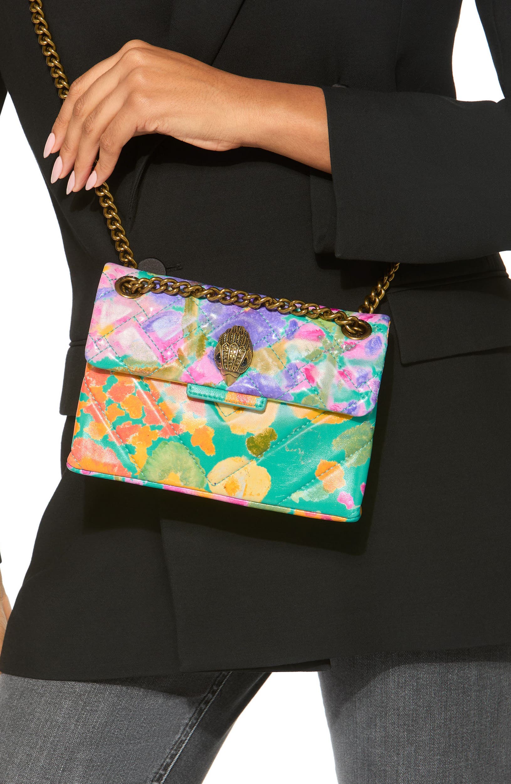 Kurt Geiger London Mini Kensington Quilted Crossbody Bag, Alternate, color, Turq Other