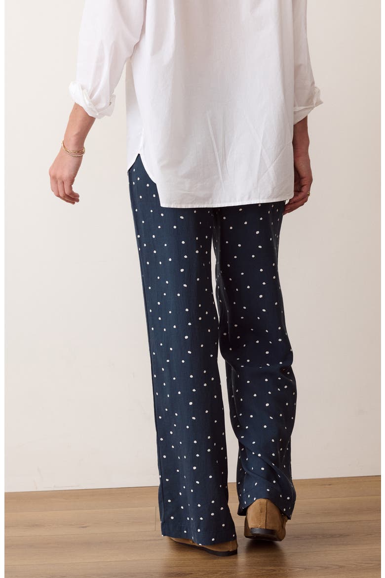 Lucy Drawstring Wide Leg Pants, Alternate, color, NAVY POLKA DOT
