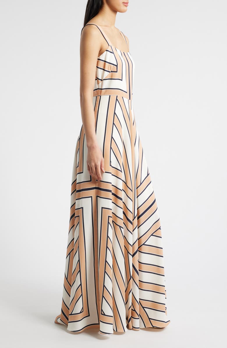 Eliza J Stripe Scarf Sleeveless Maxi Dress, Alternate, color, Khaki White