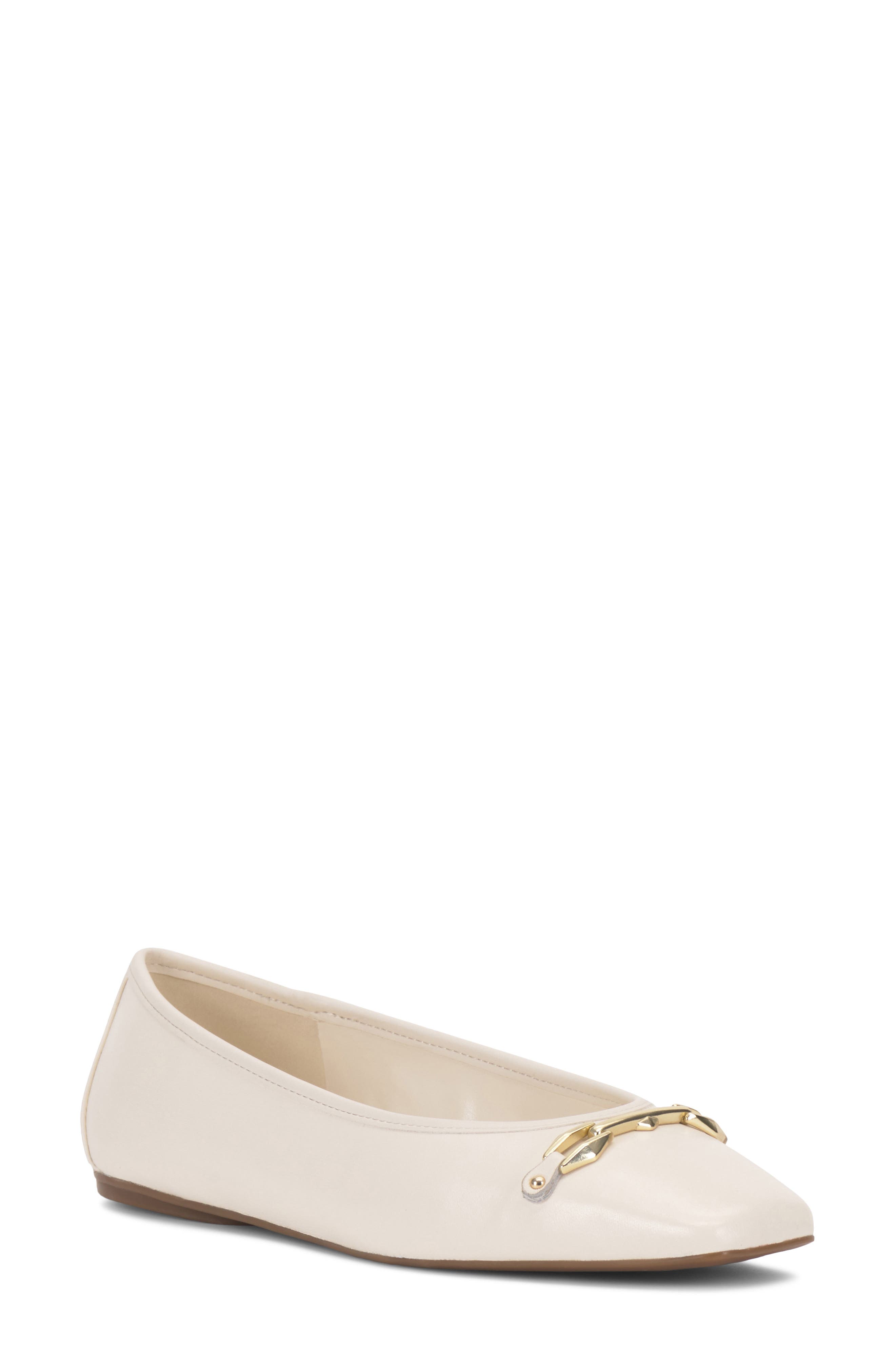 Vince Camuto Virna Square Toe Flat, Main, color, Coconut Cream